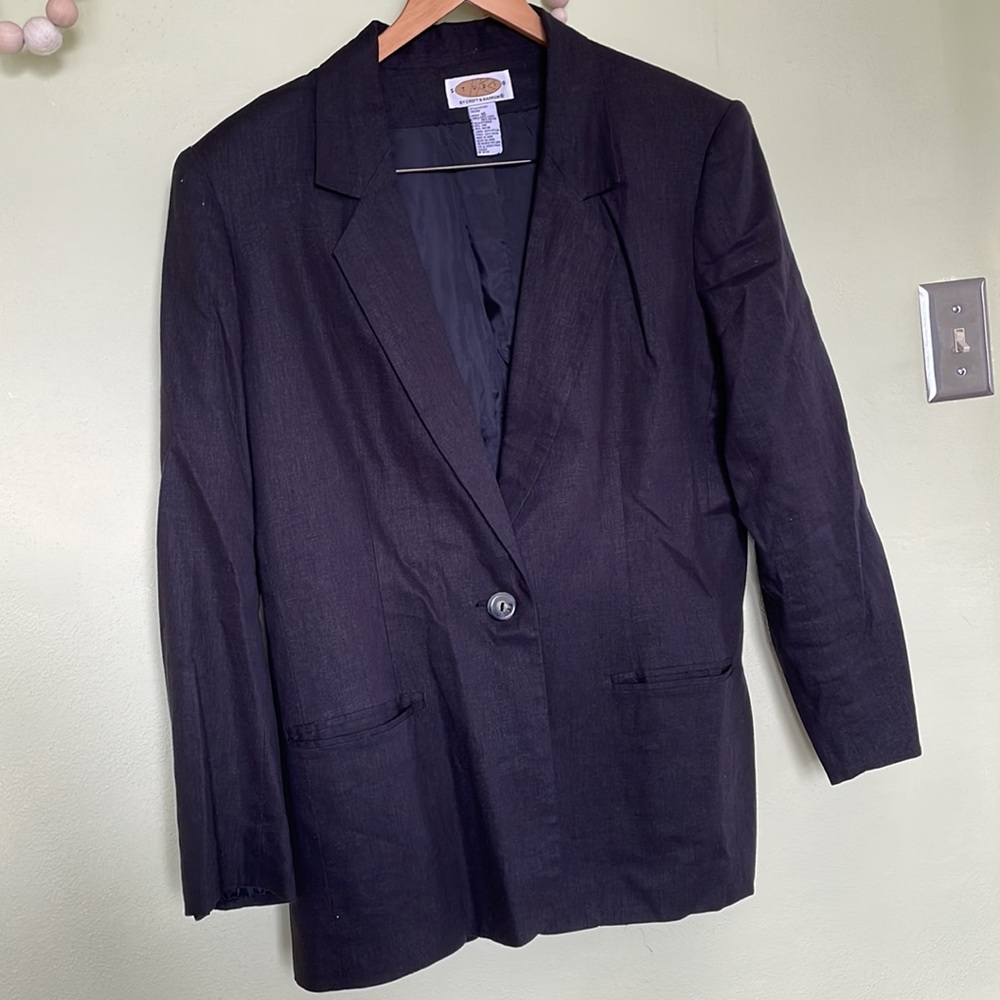 Vintage Black Linen Blazer